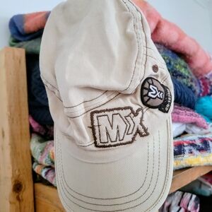 Beige MX Embroidered Cap with Patch Accents